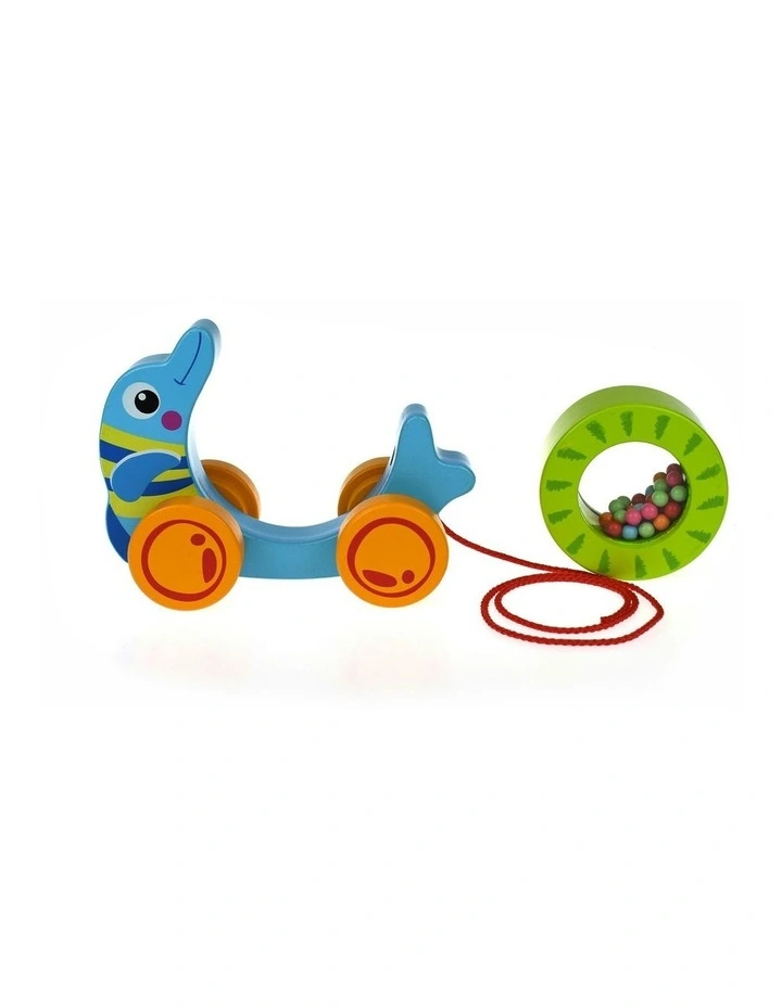 Pull Along Rolling Dolphin With Beads Toy image 2