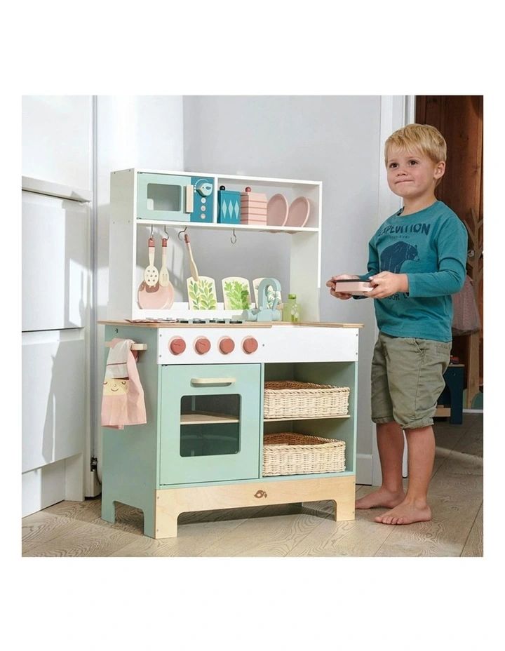 Mini Chef Kitchen Range Cooking Wood Toy Set 67cm image 3