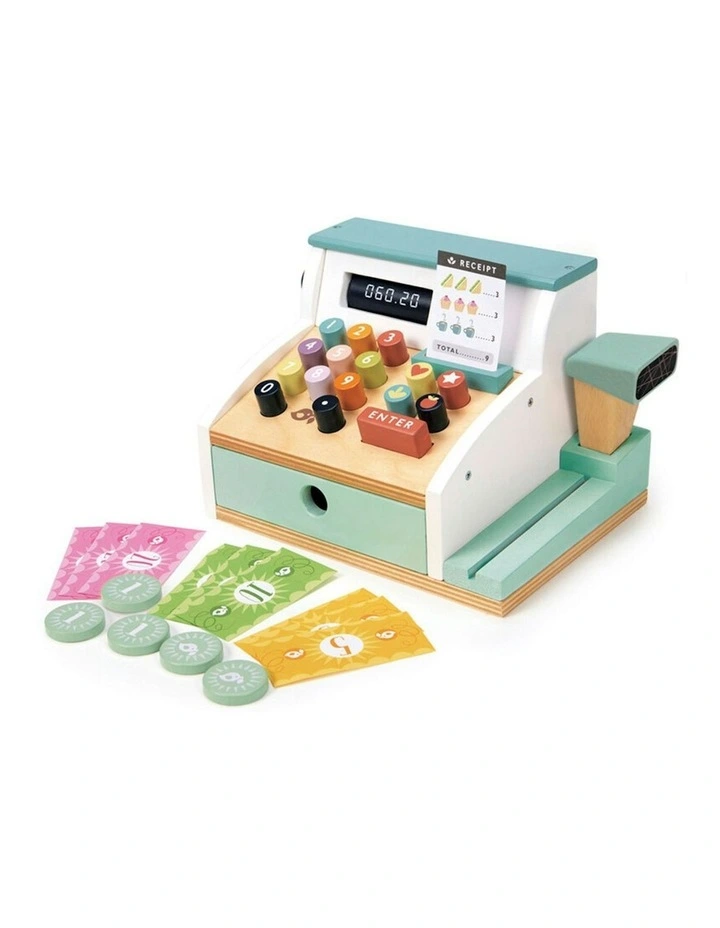 General Store Till Wooden Toy Pretend Play Set 22cm image 2