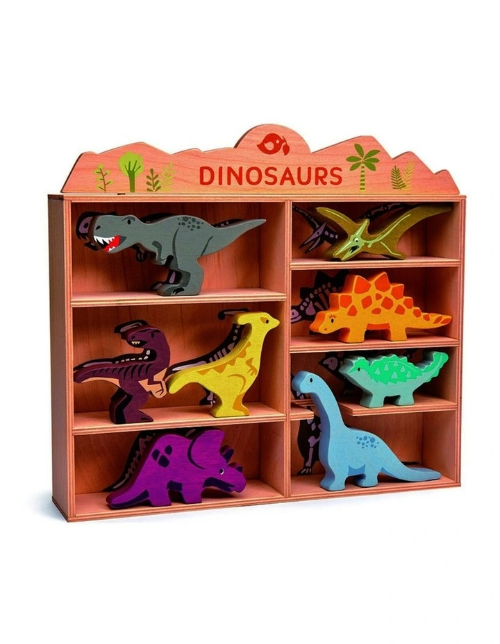 Dinosaur Wooden Toy Set Display Shelf 36cm image 1