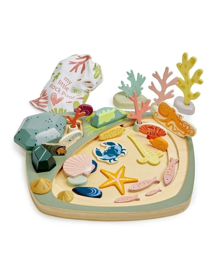 My Little Rock Pool Seashell Wood Toy Set 35cm (3Years ) image 3