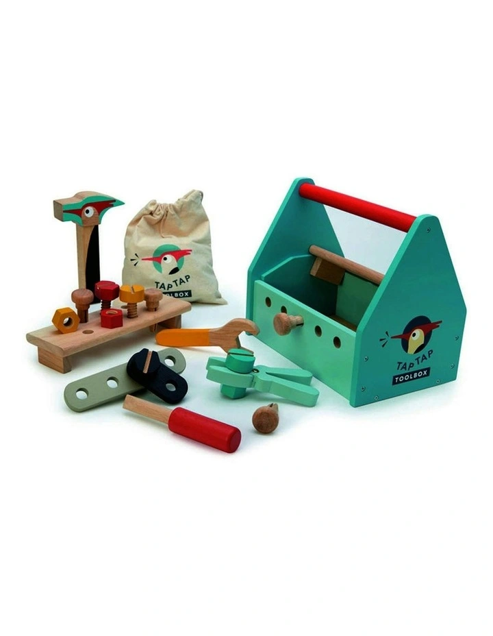 Tap Tap Tool Box Hammer Screw Wooden Toy Set 23cm (3 Years ) image 1