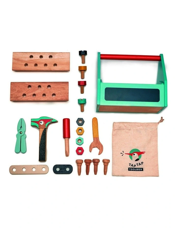 Tap Tap Tool Box Hammer Screw Wooden Toy Set 23cm (3 Years ) image 4