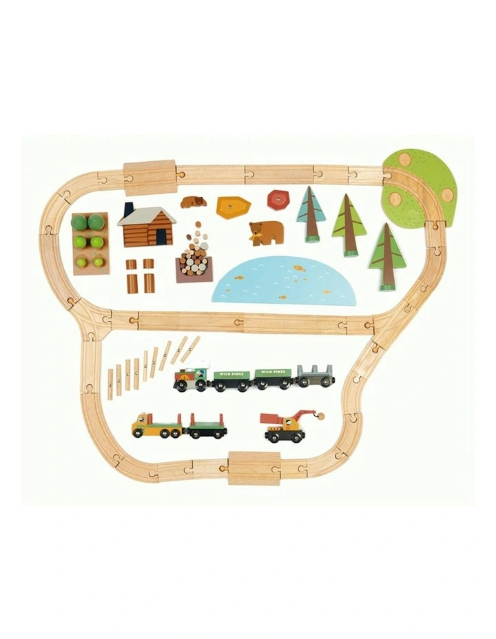 Wild Pines Train Wooden Toy Set Pretend Play Kids 3y  52cm image 2