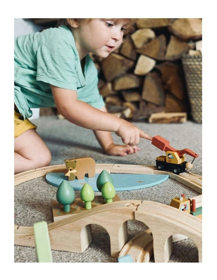 Wild Pines Train Wooden Toy Set Pretend Play Kids 3y  52cm image 4