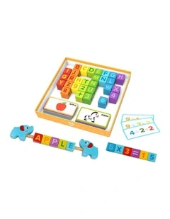 40Piece Learning Wooden Building Blocks/Letters/Numbers Kids Educational Toy
