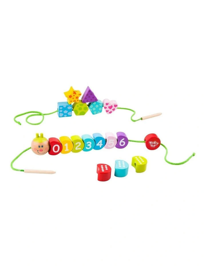 Lacing Blocks Caterpillar Educational Kids/Children's Learning Toy 3y image 1