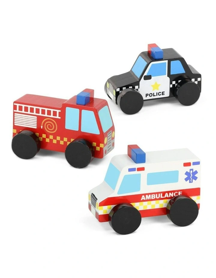 3x Emergency Services Kids/Children Fun Play Wooden Toy Assort 18m 10cm image 3