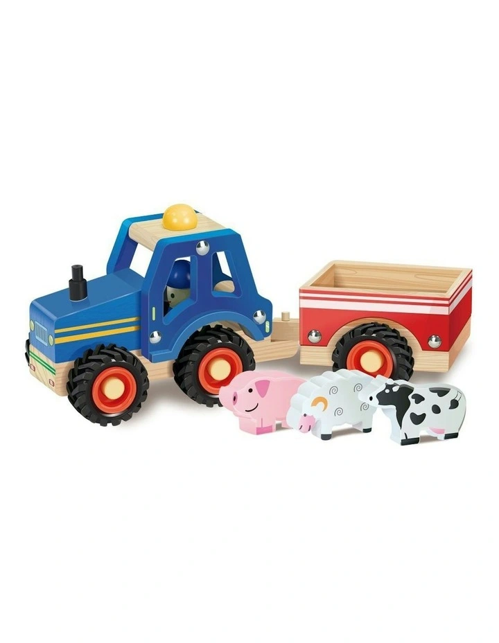 Tractor & Trailer Kids/Children Fun Play Interactive Wooden Toy Set 23cm image 1