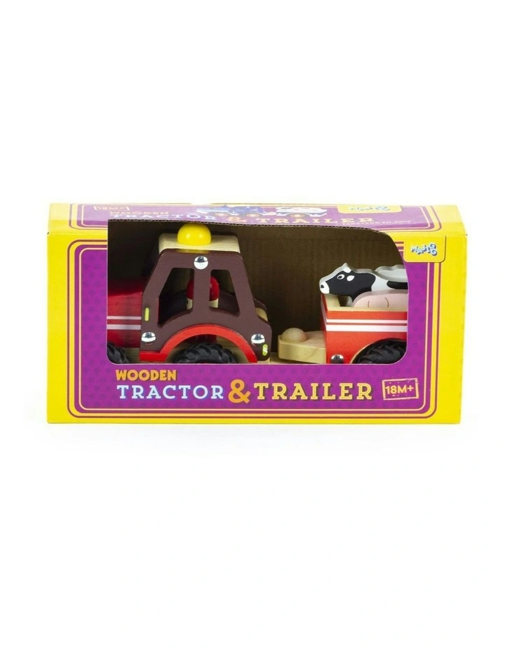 Tractor & Trailer Kids/Children Fun Play Interactive Wooden Toy Set 23cm image 3