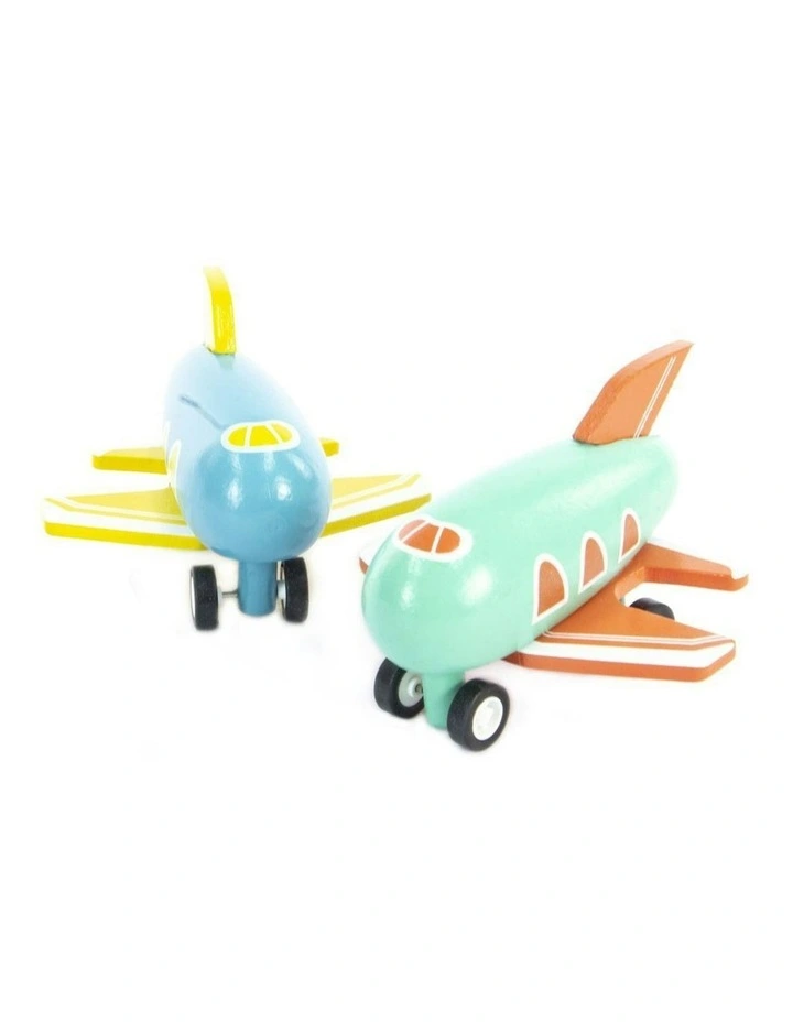3x Mini Airplanes Kids/Children Fun Interactive Wooden Toy 10cm in Assorted image 3
