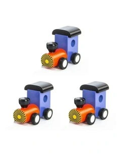 3x Mini Trains Kids/Children Fun Interactive Play Wooden Toy 7cm in Assorted