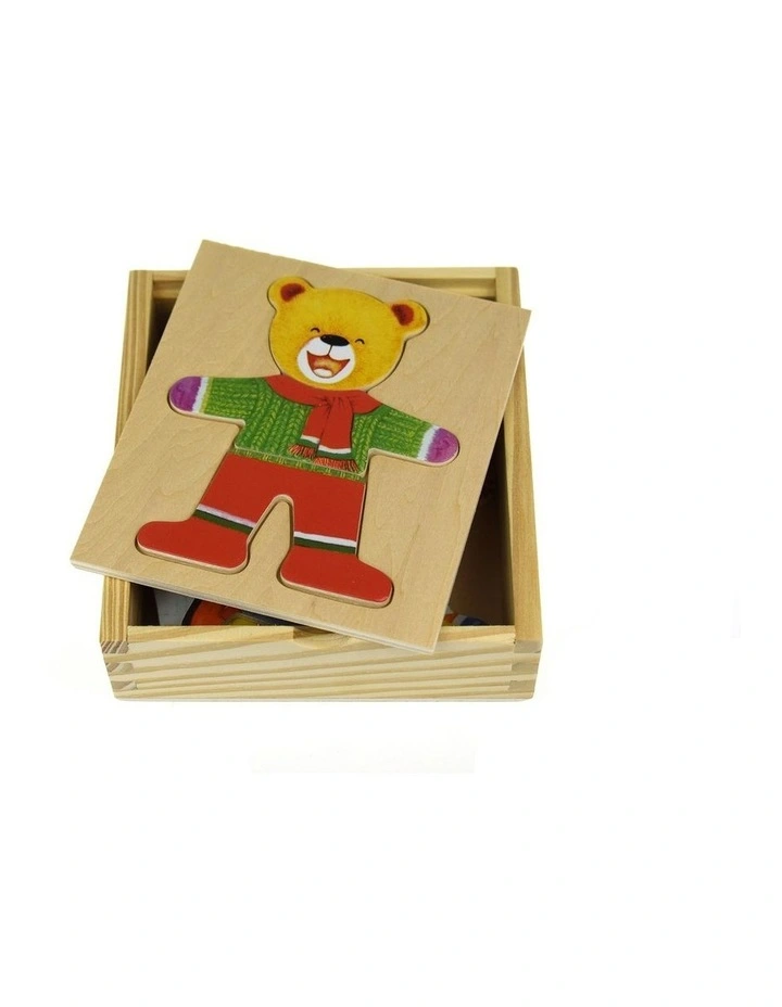 Dressing Bear Boy Wooden Blocks Children's Pretend Play Toy 18m image 1