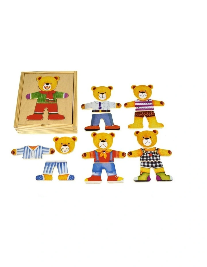 Dressing Bear Boy Wooden Blocks Children's Pretend Play Toy 18m image 2