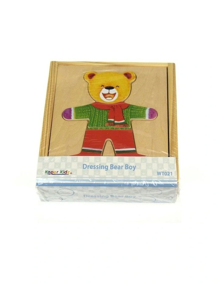 Dressing Bear Boy Wooden Blocks Children's Pretend Play Toy 18m image 3