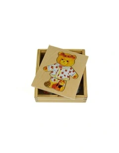 Dressing Bear Girl Wooden Blocks Children's Pretend Play Toy 18m 