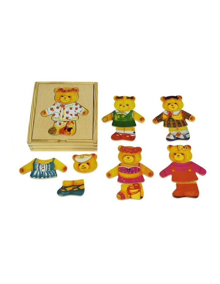 Dressing Bear Girl Wooden Blocks Children's Pretend Play Toy 18m image 2