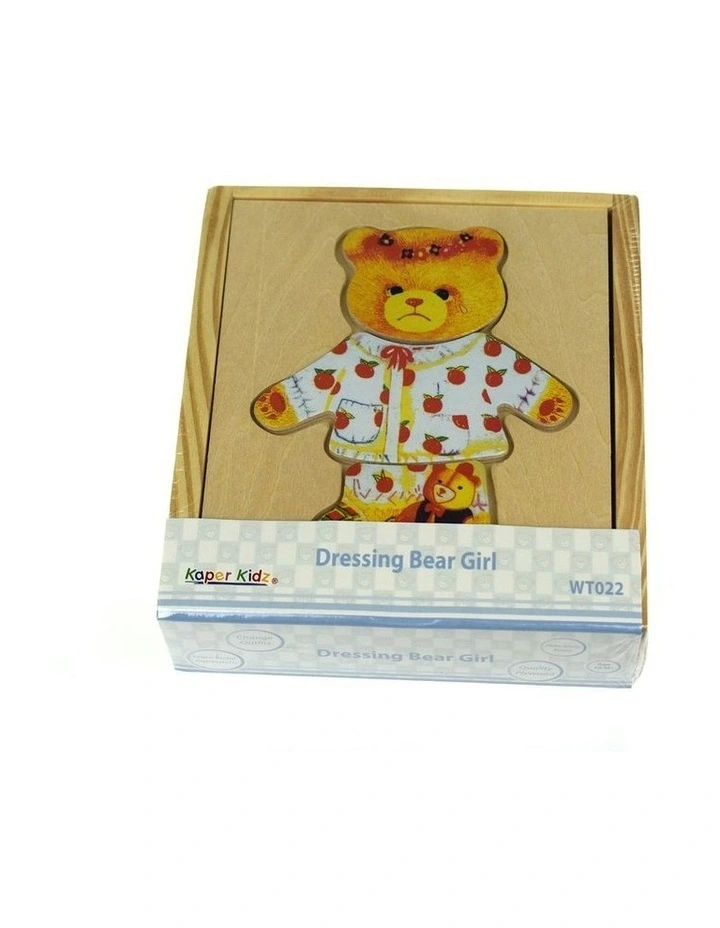 Dressing Bear Girl Wooden Blocks Children's Pretend Play Toy 18m image 3