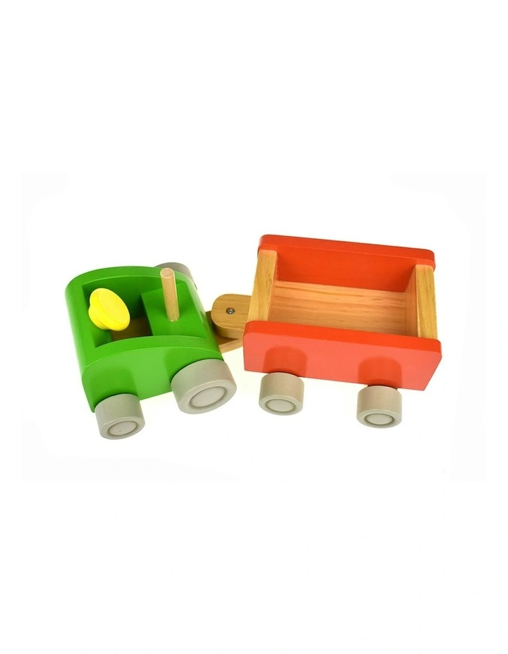 Milk Bottle Tractor & Bowling 24cm Wooden Non-Toxic Toy Set Kids 18m image 4