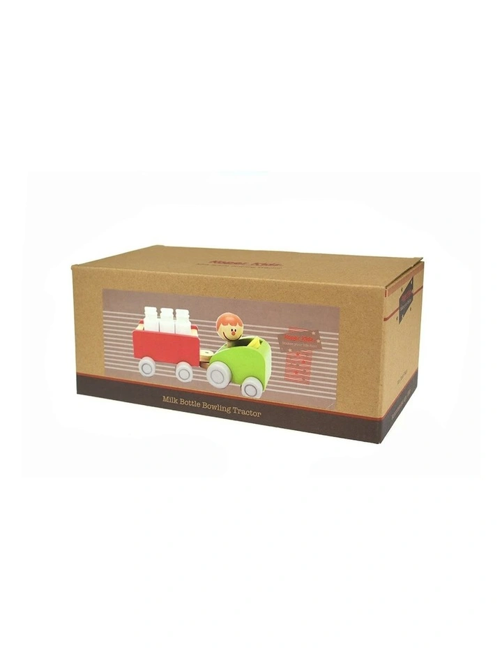 Milk Bottle Tractor & Bowling 24cm Wooden Non-Toxic Toy Set Kids 18m image 5