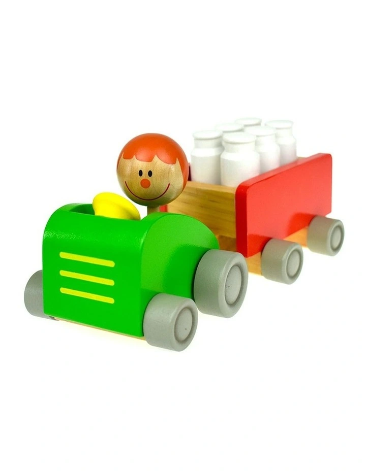 Milk Bottle Tractor & Bowling 24cm Wooden Non-Toxic Toy Set Kids 18m image 6