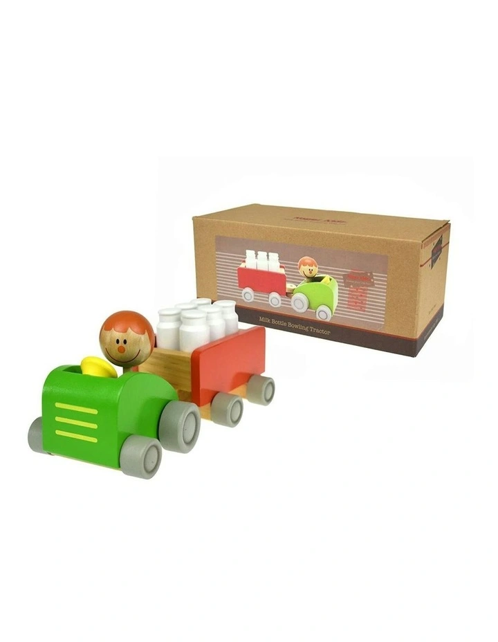 Milk Bottle Tractor & Bowling 24cm Wooden Non-Toxic Toy Set Kids 18m image 7