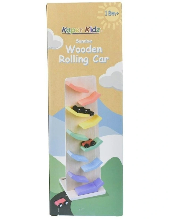 Sundae Wooden Rolling Car Tumble Tower Kids/Childrens Toy 18M  image 2
