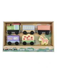 7pc Sundae Wooden Farm Train/Animal Set Kids/Childrens Toy 18M 