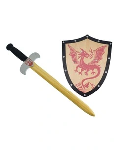 Wooden Medieval Sword & Shield Dragon Kids/Childrens Toy 3Y 