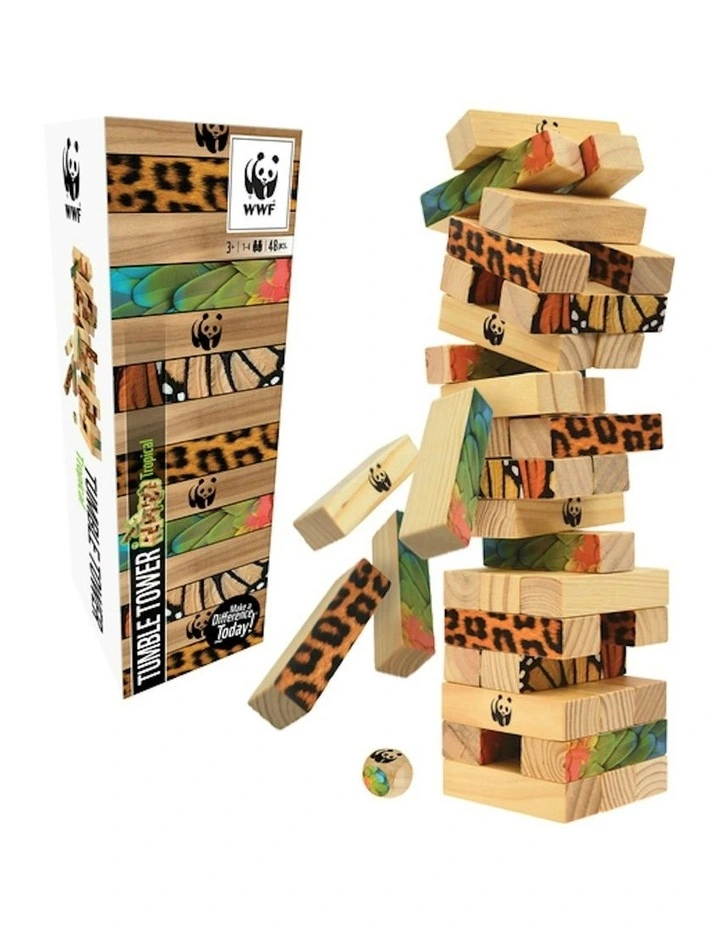 Tropical Tumble Tower Kids/Children Fun Play Wooden Blocks Stacking Toy 3y image 1