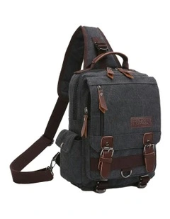 Republic Sleek Canvas Single Strap Cross Body Travel Backpack in Black