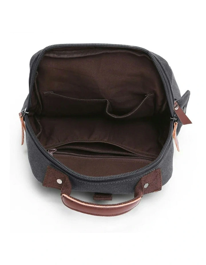 Republic Sleek Canvas Single Strap Cross Body Travel Backpack in Black image 3