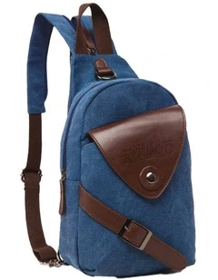 Trendy Canvas Single Strap Sling Bag Travel Backpack in Blue