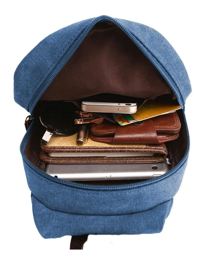 Trendy Canvas Single Strap Sling Bag Travel Backpack in Blue image 4