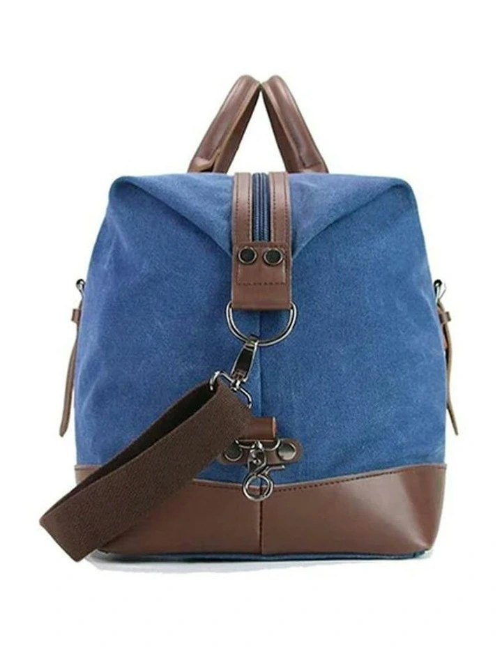 Canvas Spacious Weekend Overnight Travel Bag in Denim Blue image 3