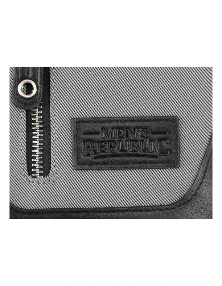 Nylon Single Strap Backpack Crossbody Bag in Grey & Black image 6