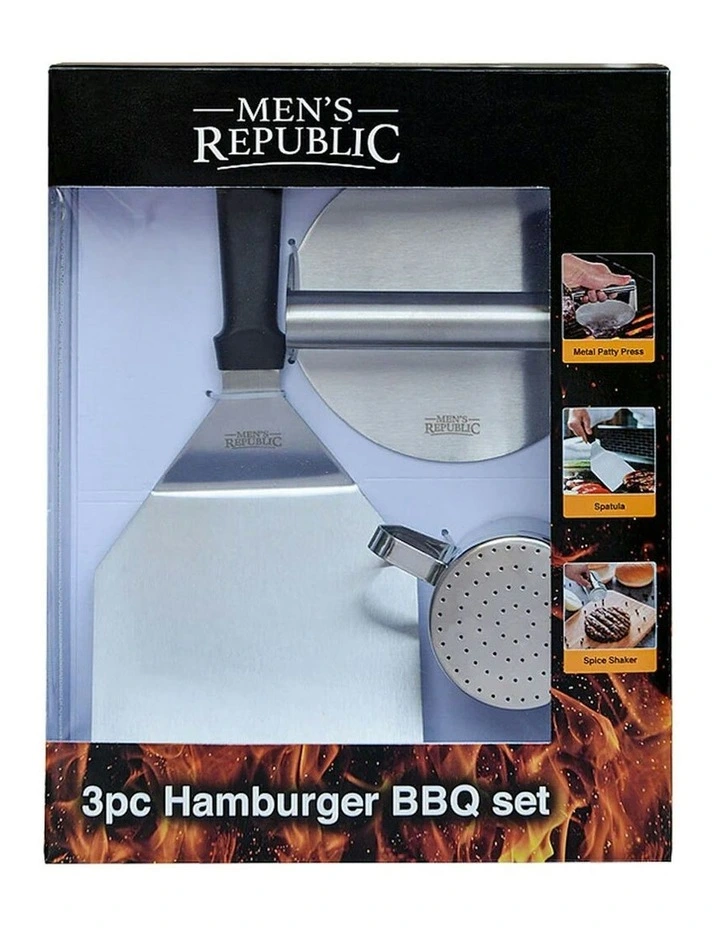 Premium Hamburger BBQ Stainless Steel Tools Grilling Set in Silver image 1
