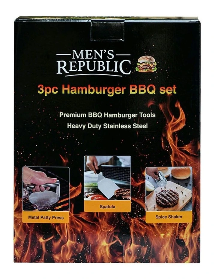 Premium Hamburger BBQ Stainless Steel Tools Grilling Set in Silver image 3