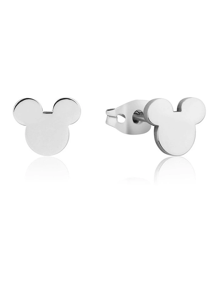 Disney Mickey Mouse Head Stainless Steel Stud Earrings 12mm in Silver image 1