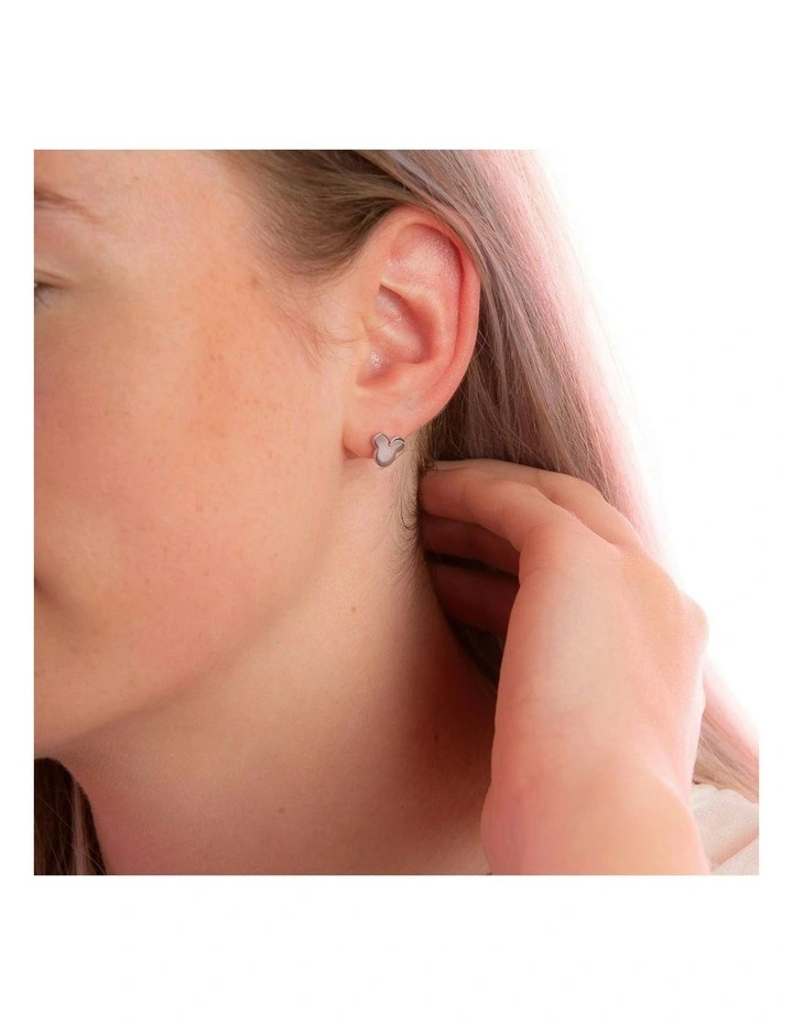 Disney Mickey Mouse Head Stainless Steel Stud Earrings 12mm in Silver image 3