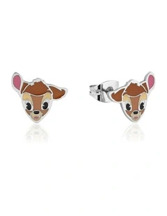 Disney Bambi Character Stainless Steel Stud Earrings 12mm in Silver