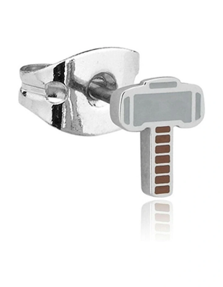 Ecc Marvel Thor Hammer Stainless Steel Stud Earrings 12mm in Silver image 3
