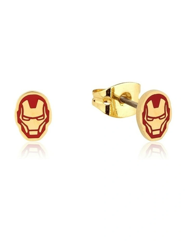 Ecc Marvel Iron Man Stainless Steel Stud Earrings 12mm in Gold image 1