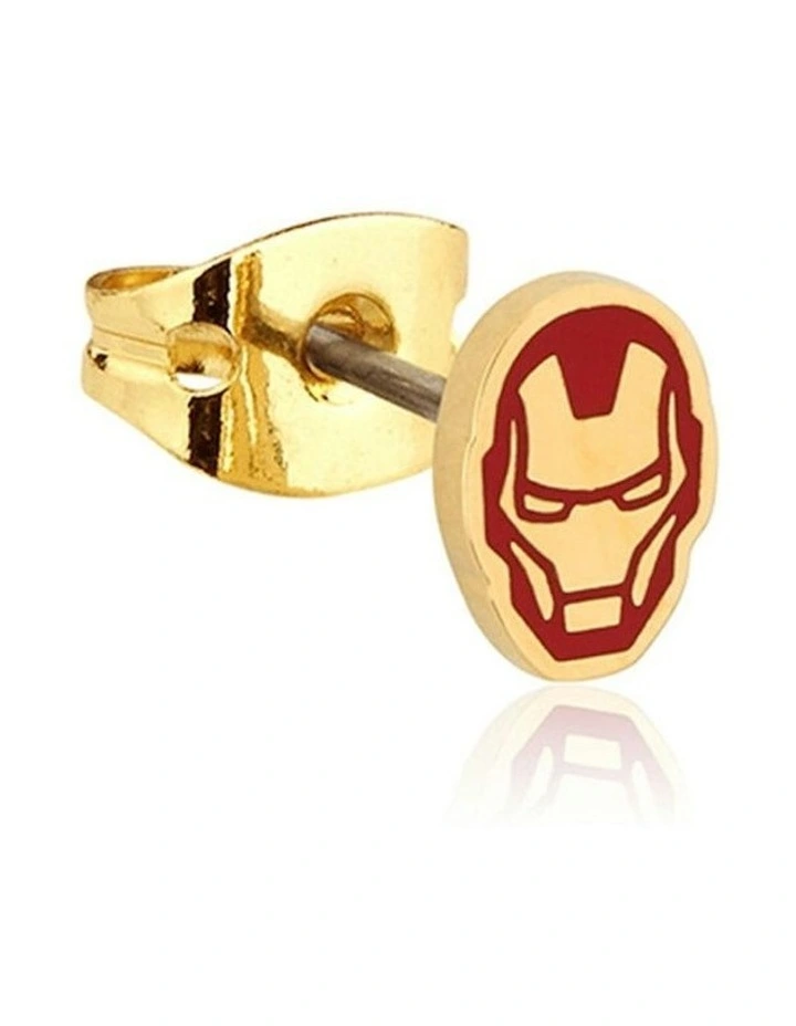 Ecc Marvel Iron Man Stainless Steel Stud Earrings 12mm in Gold image 2