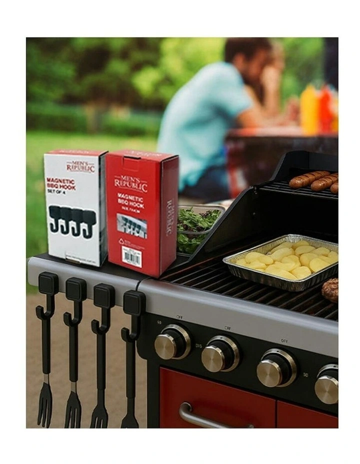 Magnetic BBQ Hooks for Utensil Organisation 4 Piece in Black image 6