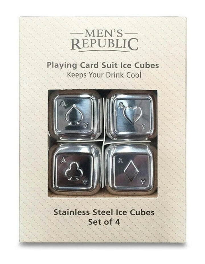 Stainless Steel Playing Card Suits Ice Cubes 4 Pieces in Silver image 2