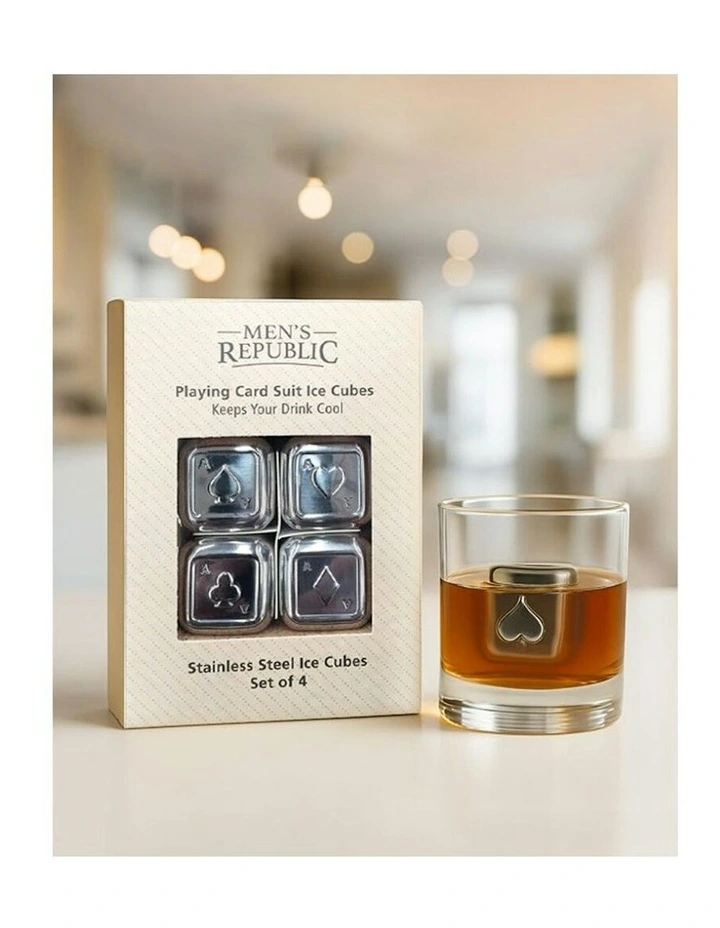 Stainless Steel Playing Card Suits Ice Cubes 4 Pieces in Silver image 3