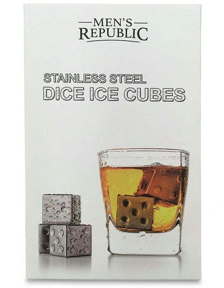 Cooling Dice Novelty Reusable Stainless Steel Ice Cubes 4x Piece in Silver image 2