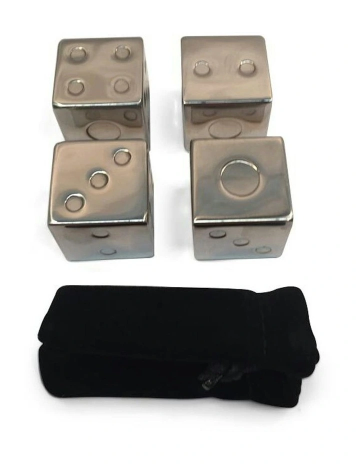 Cooling Dice Novelty Reusable Stainless Steel Ice Cubes 4x Piece in Silver image 3