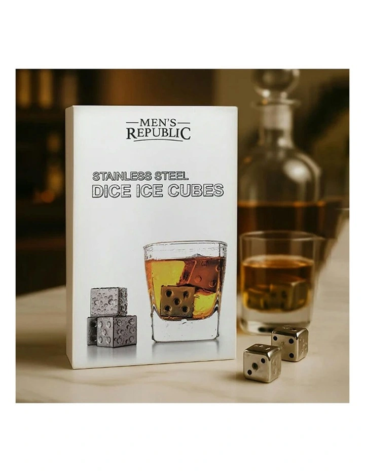 Cooling Dice Novelty Reusable Stainless Steel Ice Cubes 4x Piece in Silver image 4